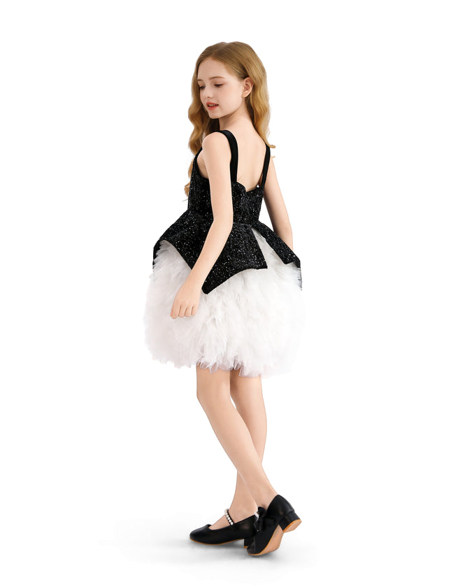 kids atelier tulleen Black Glitter & Tulle Celebration Dress