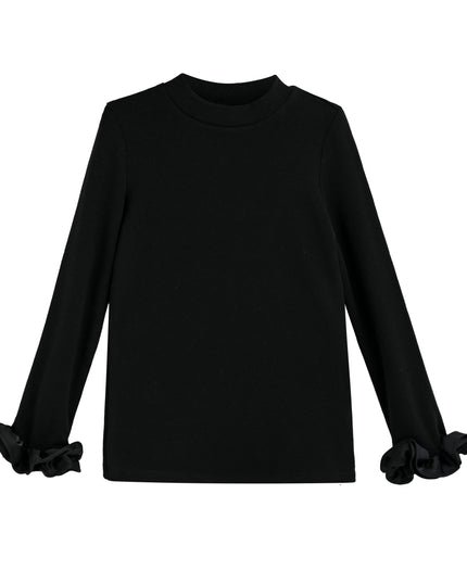 kids atelier tulleen black Top with Satin Ruffle Cuffs
