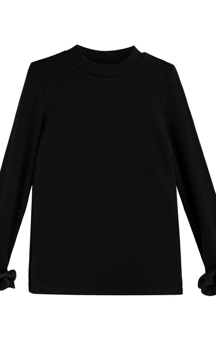 kids atelier tulleen black Top with Satin Ruffle Cuffs