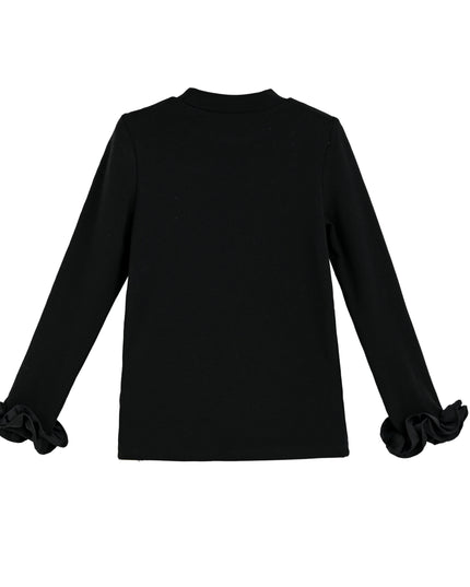 kids atelier tulleen black Top with Satin Ruffle Cuffs