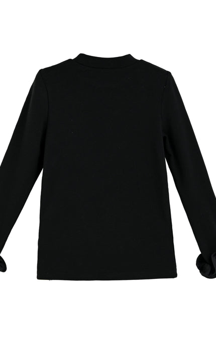 kids atelier tulleen black Top with Satin Ruffle Cuffs