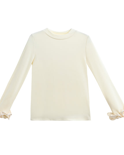 kids atelier tulleen Champagne Top with Satin Ruffle Cuffs