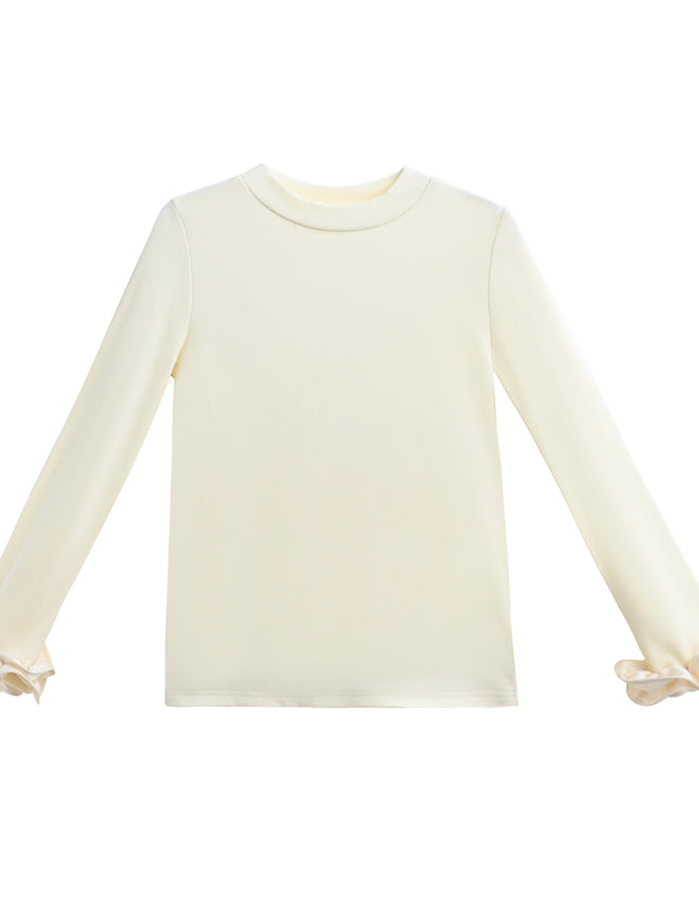 kids atelier tulleen Champagne Top with Satin Ruffle Cuffs