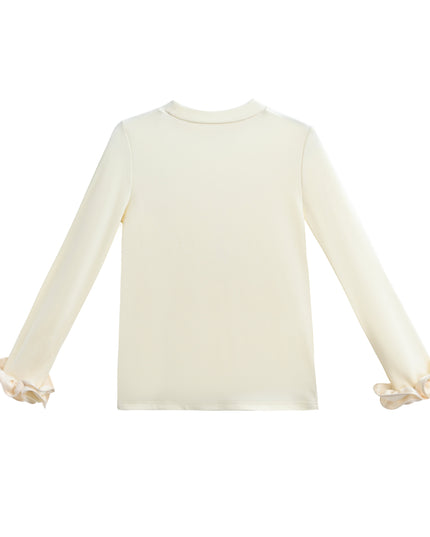 kids atelier tulleen Champagne Top with Satin Ruffle Cuffs
