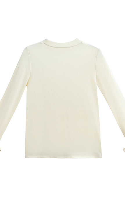 kids atelier tulleen Champagne Top with Satin Ruffle Cuffs