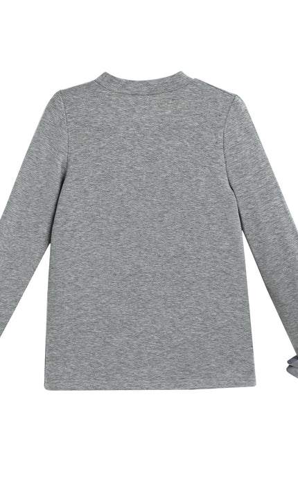 kids atelier tulleen Heather Gray Top with Satin Ruffle Cuffs