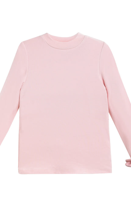 kids atelier tulleen Peach Top with Satin Ruffle Cuffs