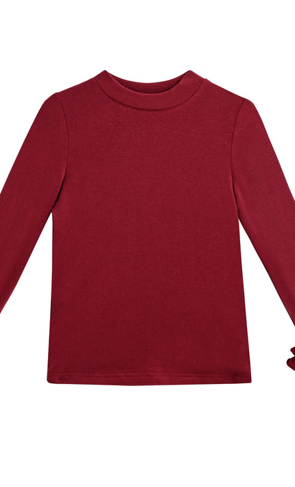 kids atelier tulleen Red Top with Satin Ruffle Cuffs