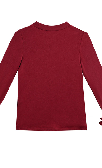 kids atelier tulleen Red Top with Satin Ruffle Cuffs