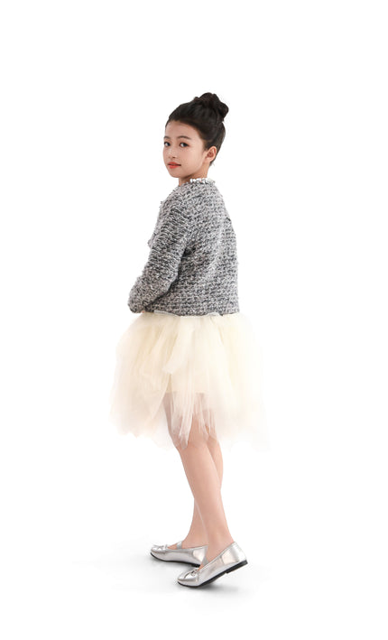 kids atelier tulleen Gray Bouclé Jewel-Collar Jacket