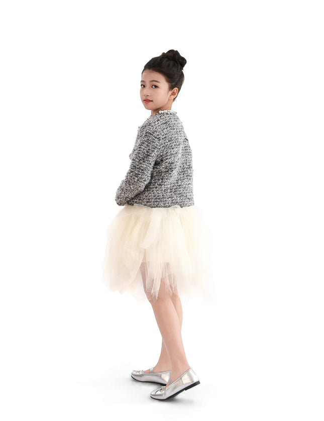 kids atelier tulleen Gray Bouclé Jewel-Collar Jacket