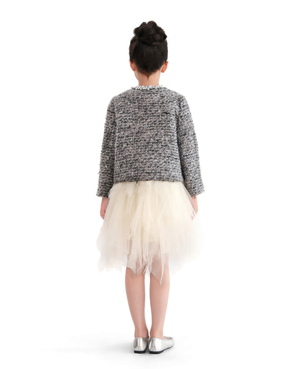 kids atelier tulleen Gray Bouclé Jewel-Collar Jacket