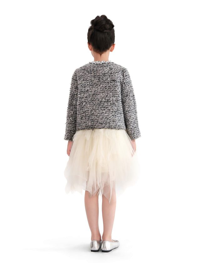 kids atelier tulleen Gray Bouclé Jewel-Collar Jacket