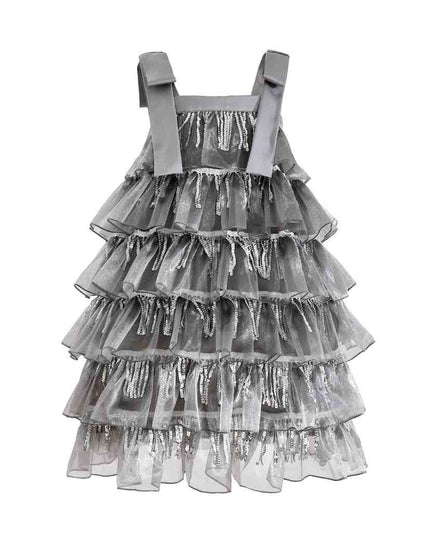 kids atelier tulleen Silver Tiered Ruffle Dress