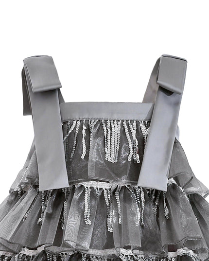 kids atelier tulleen Silver Tiered Ruffle Dress