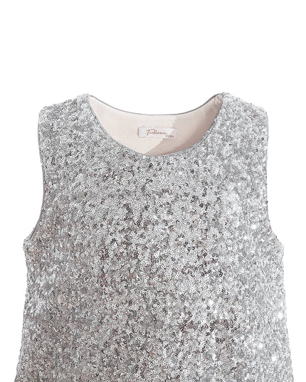 kids atelier tulleen Silver Sequin Feather-Trim Set