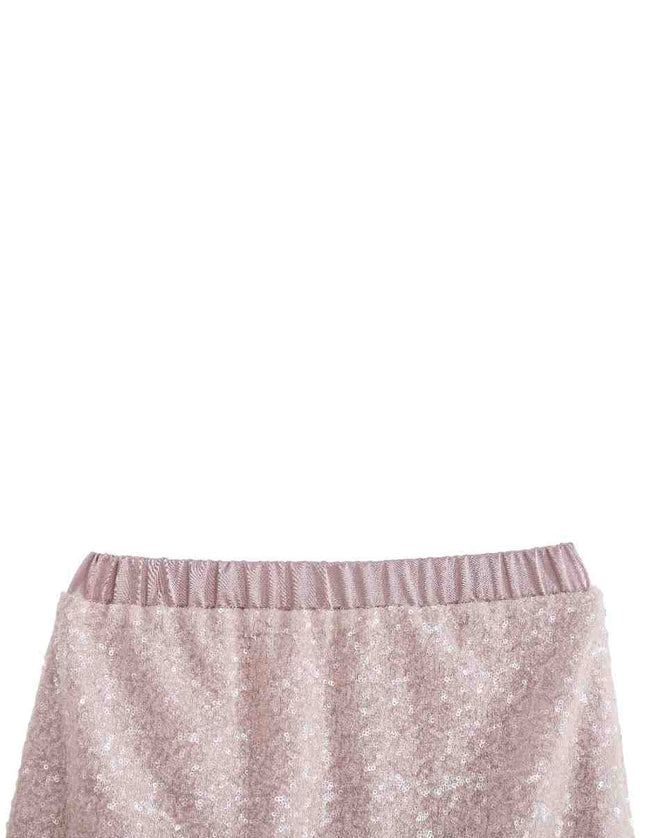 kids atelier tulleen Peach Sequin Feather-Trim Set