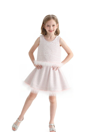 kids atelier tulleen Pink Sequin Feather-Trim Set
