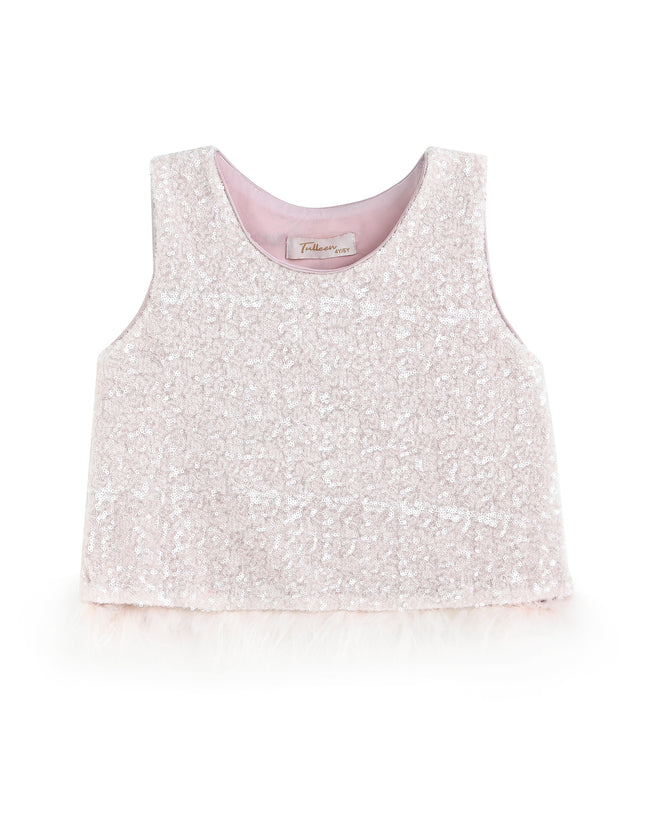 kids atelier tulleen Pink Sequin Feather-Trim Set