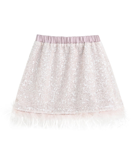 kids atelier tulleen Pink Sequin Feather-Trim Set