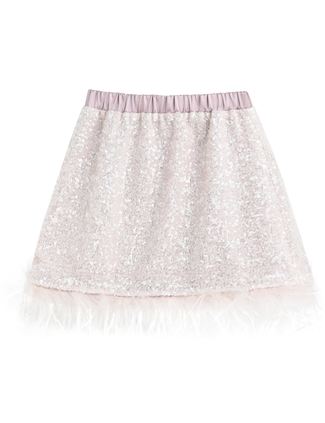 kids atelier tulleen Pink Sequin Feather-Trim Set