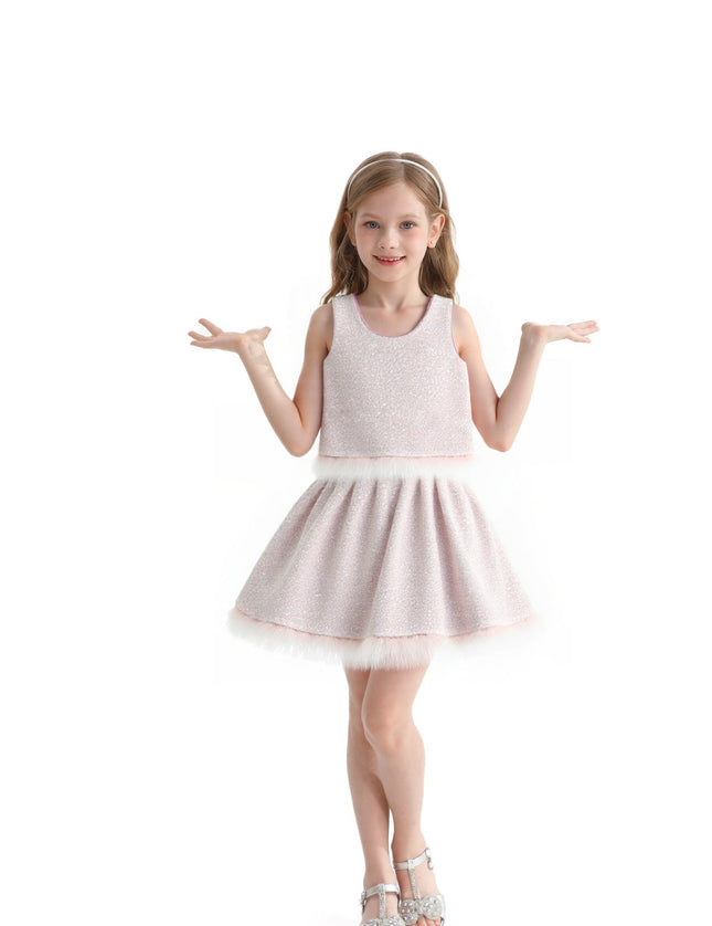 kids atelier tulleen Pink Sequin Feather-Trim Set