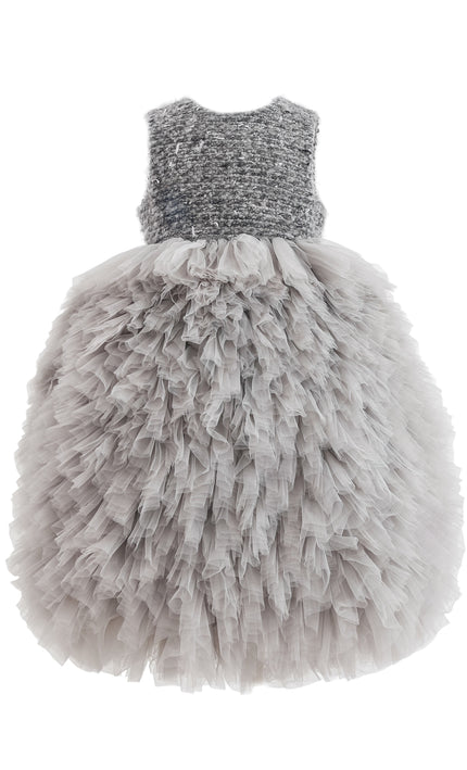 kids atelier tulleen Gray Textured Bodice Tulle Gown