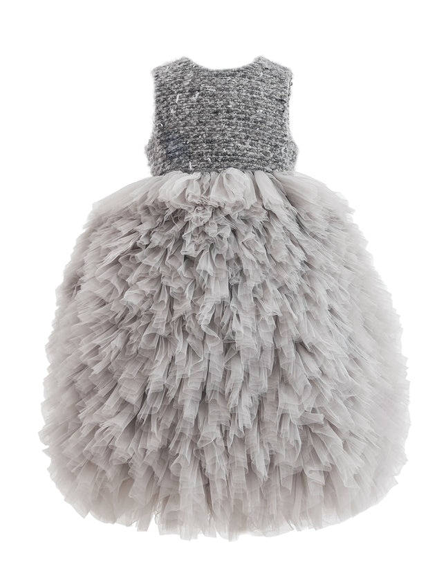 kids atelier tulleen Gray Textured Bodice Tulle Gown