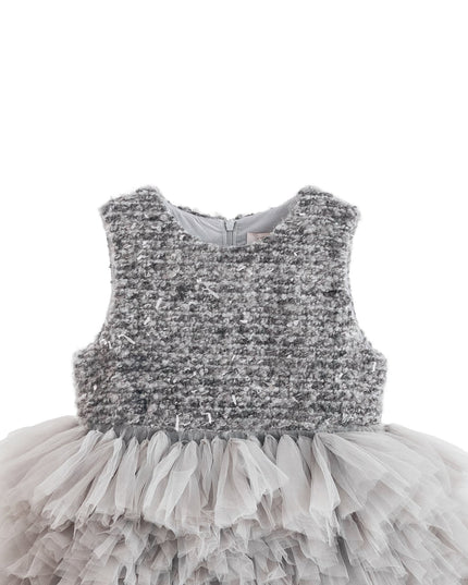 kids atelier tulleen Gray Textured Bodice Tulle Gown