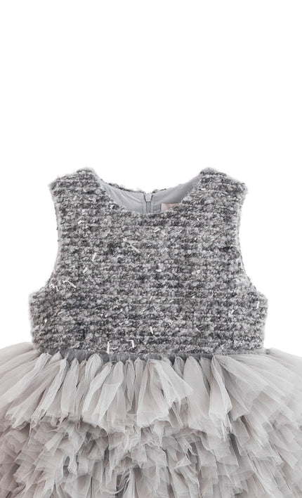 kids atelier tulleen Gray Textured Bodice Tulle Gown