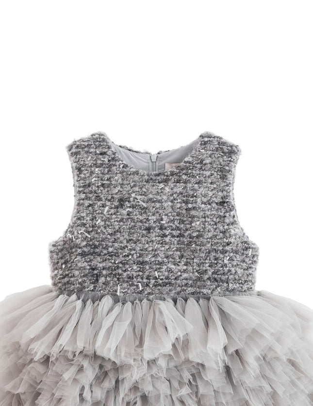 kids atelier tulleen Gray Textured Bodice Tulle Gown
