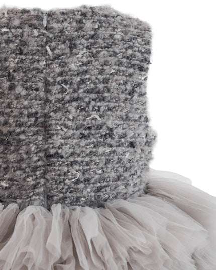 kids atelier tulleen Gray Textured Bodice Tulle Gown
