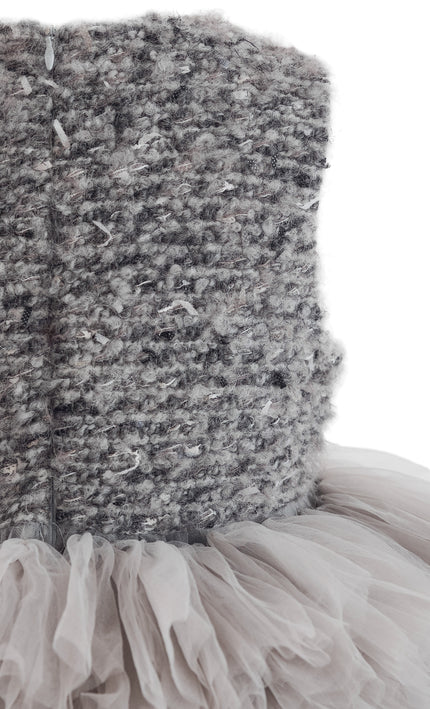 kids atelier tulleen Gray Textured Bodice Tulle Gown