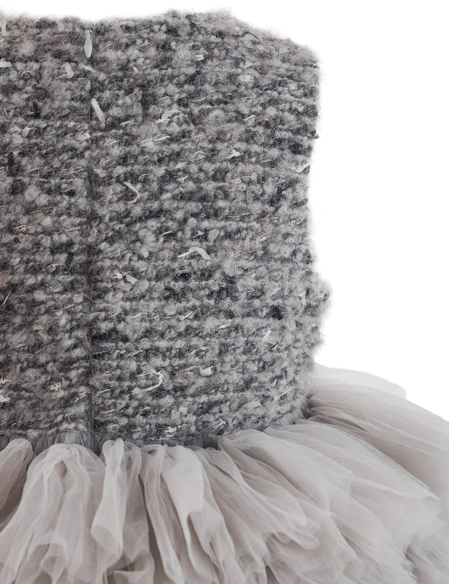 kids atelier tulleen Gray Textured Bodice Tulle Gown