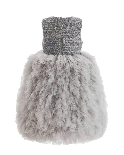kids atelier tulleen Gray Textured Bodice Tulle Gown
