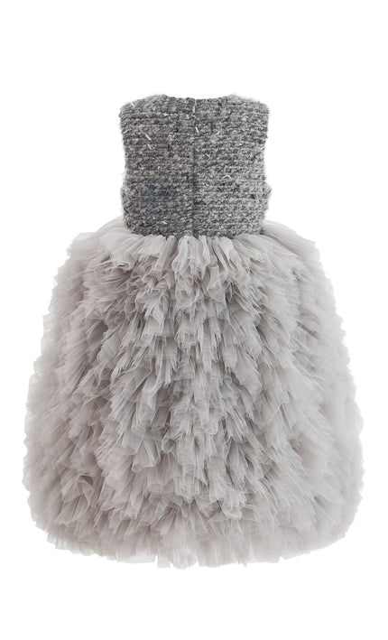kids atelier tulleen Gray Textured Bodice Tulle Gown