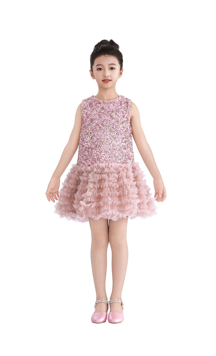 kids atelier tulleen Pink Sequin & Tulle Party Dress