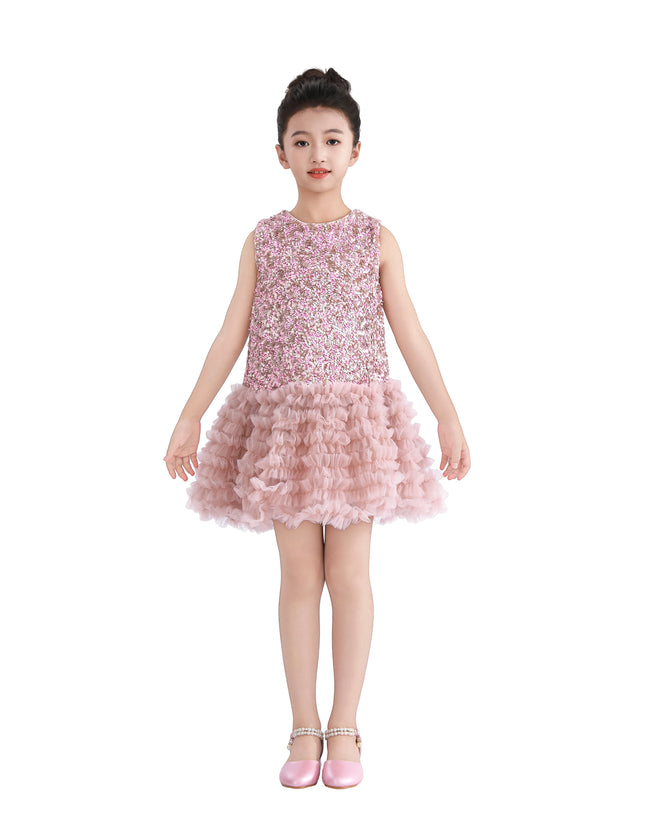 kids atelier tulleen Pink Sequin & Tulle Party Dress