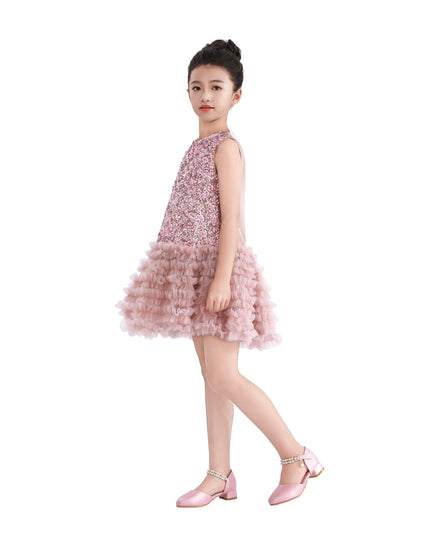 kids atelier tulleen Pink Sequin & Tulle Party Dress