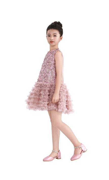 kids atelier tulleen Pink Sequin & Tulle Party Dress