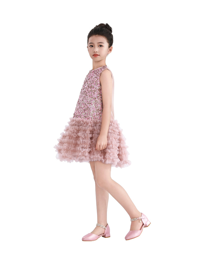 kids atelier tulleen Pink Sequin & Tulle Party Dress