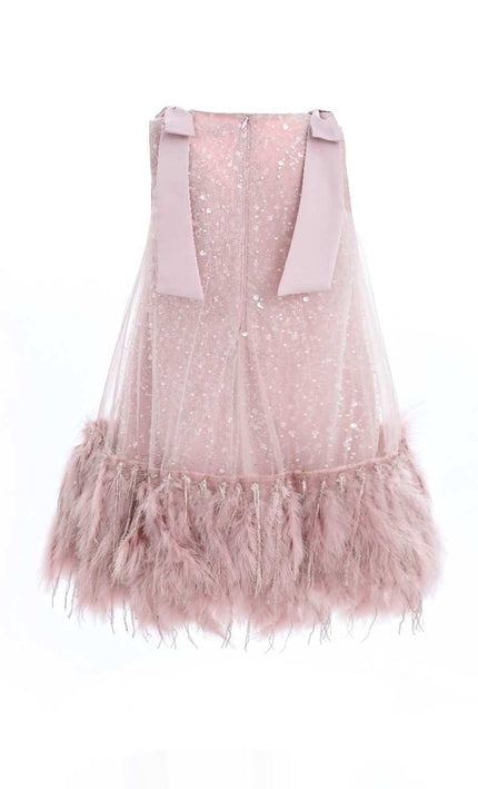 kids atelier tulleen Pink Sequin Feather Dress
