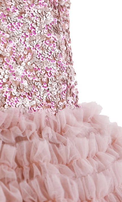 kids atelier tulleen Pink Sparkle Tiered Tulle Dress