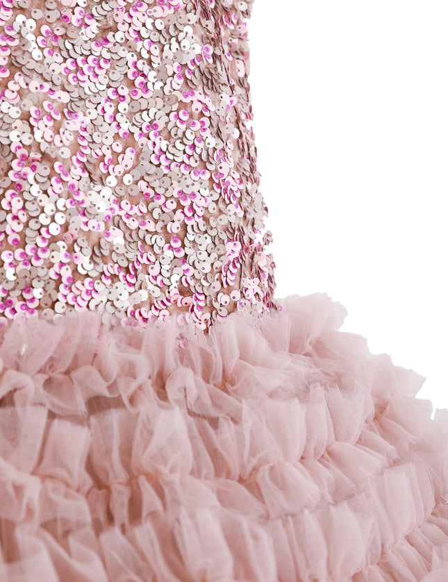 kids atelier tulleen Pink Sparkle Tiered Tulle Dress