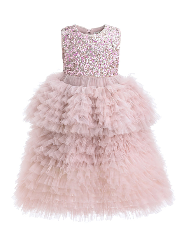 kids atelier tulleen Pink Sparkle Tiered Tulle Dress
