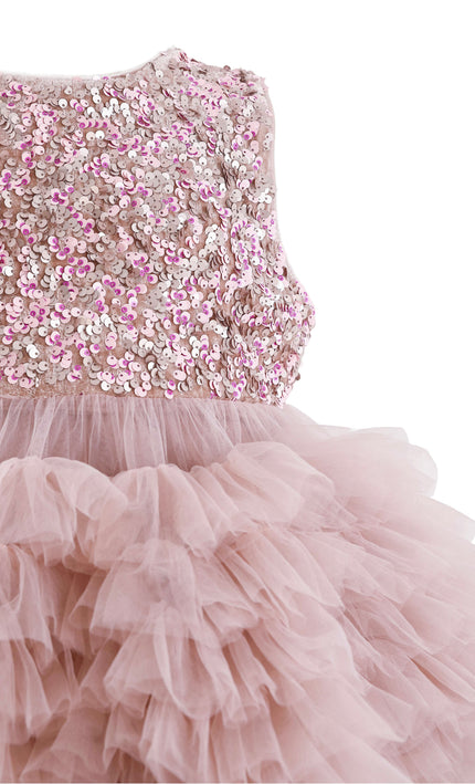 kids atelier tulleen Pink Sparkle Tiered Tulle Dress