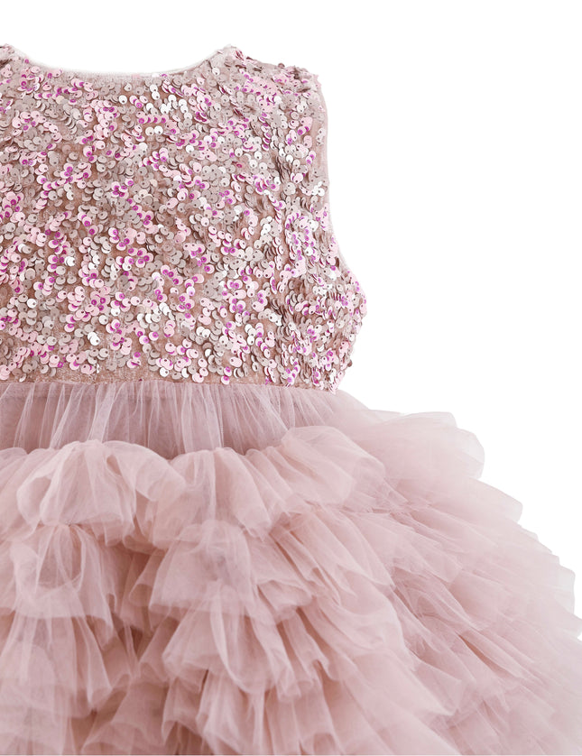 kids atelier tulleen Pink Sparkle Tiered Tulle Dress