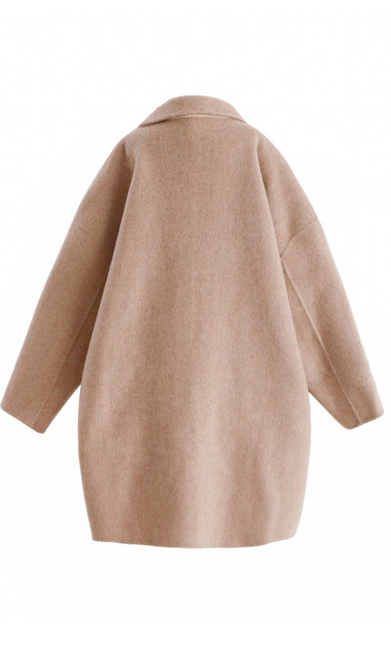 kids atelier tulleen Champagne Wool Coat with Peter Pan Collar