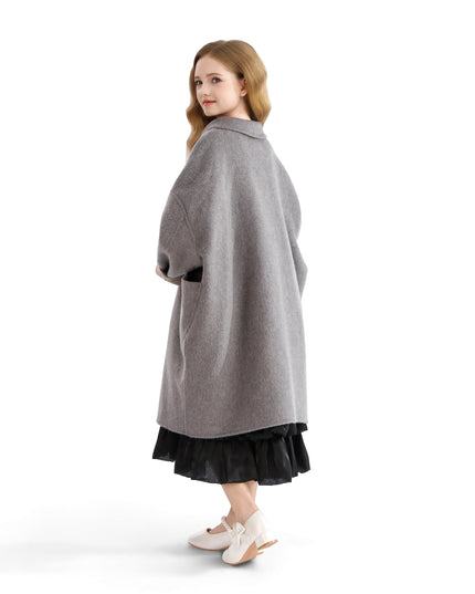 kids atelier tulleen Gray Wool Coat with Peter Pan Collar
