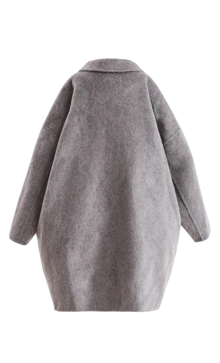 kids atelier tulleen Gray Wool Coat with Peter Pan Collar